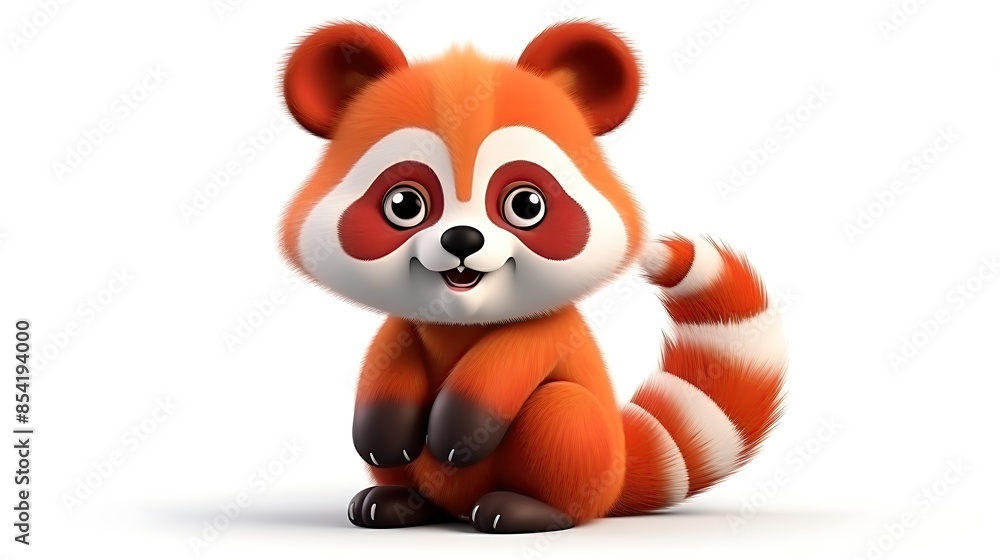 Cute and cuddly red panda cartoon character. It has big, round eyes, a fluffy tail, and a friendly smile. Cute and cuddly red panda cartoon character. It has big, round eyes, a fluffy tail, and a friendly smile.