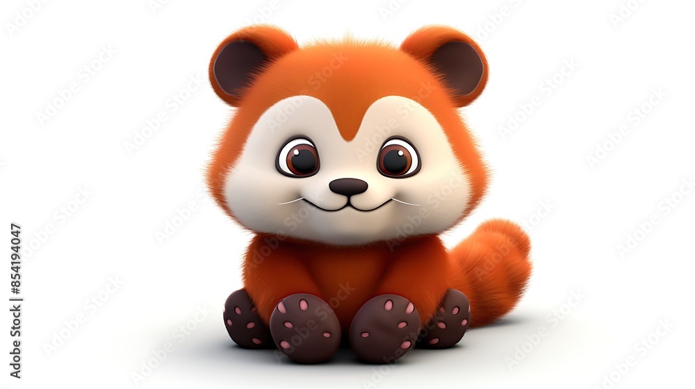 Fototapeta premium Cute and cuddly, this little red panda is sure to put a smile on your face.