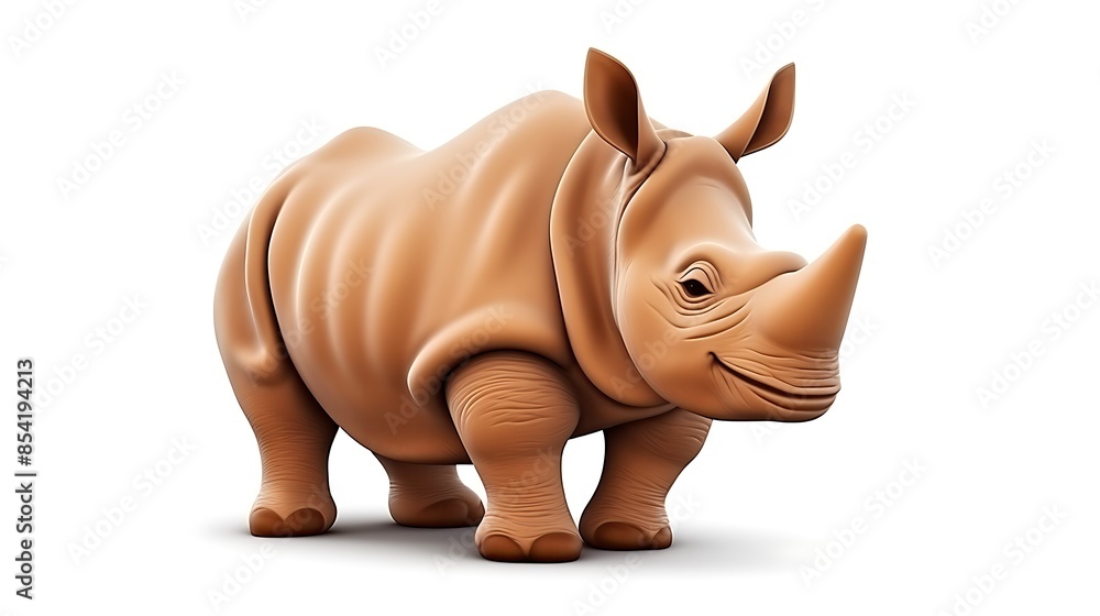 This is a 3D rendering of a cartoon rhinoceros. The rhino is standing on a white background and is facing the viewer. This is a 3D rendering of a cartoon rhinoceros. The rhino is standing on a white background and is facing the viewer.