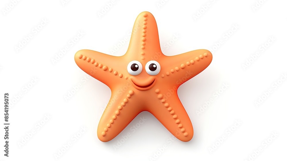 Obraz premium 3D illustration of a cute smiling starfish. Isolated on a white background.