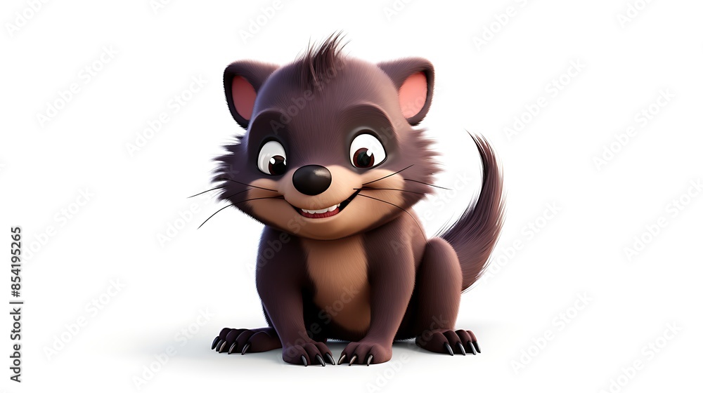 A cute and cuddly cartoon animal with big eyes and a friendly smile. It has brown fur and a long tail, and is sitting on a white background. A cute and cuddly cartoon animal with big eyes and a friendly smile. It has brown fur and a long tail, and is sitting on a white background.