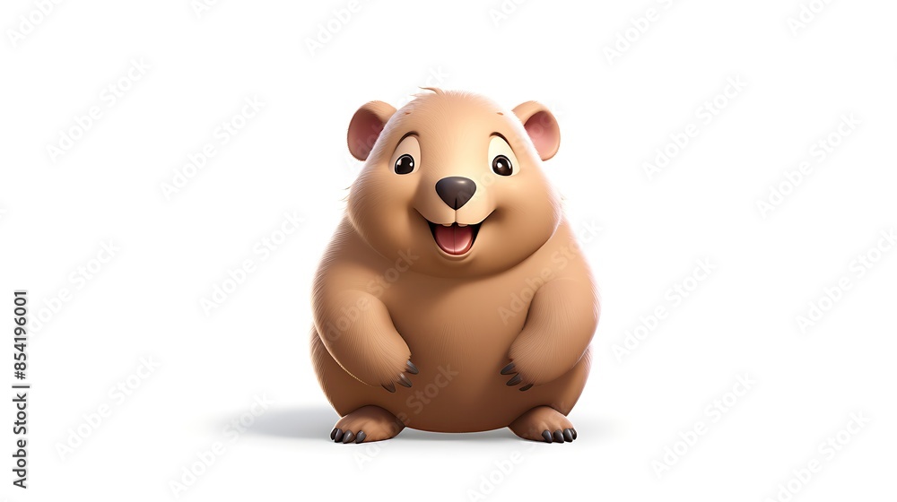 A cute and cuddly illustration of a baby wombat. The wombat is smiling and looks happy. A cute and cuddly illustration of a baby wombat. The wombat is smiling and looks happy.