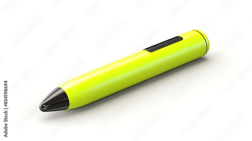 Yellow digital pen. Isolated on white background. 3d rendering. Yellow digital pen. Isolated on white background. 3d rendering.