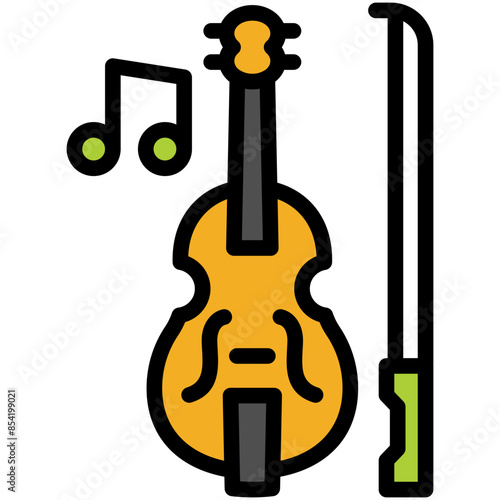 violin filled line icon