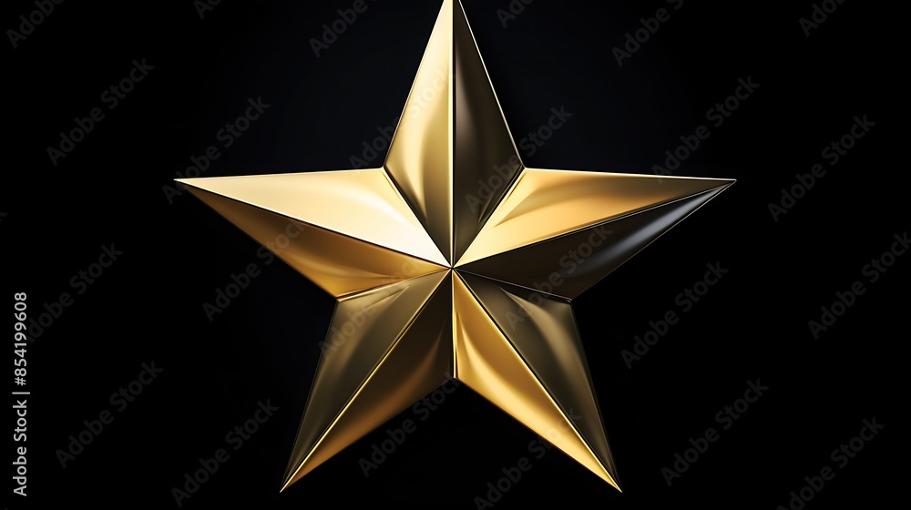 A three-dimensional rendering of a gold star on a black background. The star is shiny and has a beveled edge. A three-dimensional rendering of a gold star on a black background. The star is shiny and has a beveled edge.