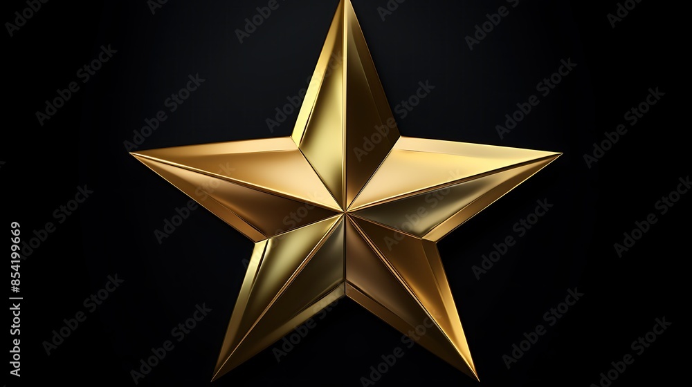 Obraz premium This is a 3D rendering of a gold star on a black background. The star is simple, elegant, and has a metallic finish.