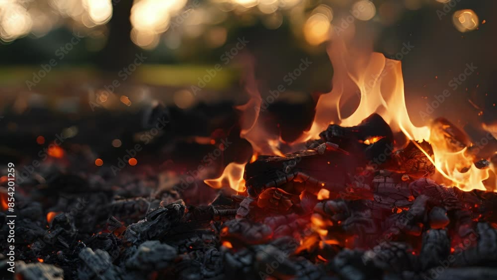 Fuzzy embers slowly dying out in the fire pit. Fuzzy embers slowly dying out in the fire pit.