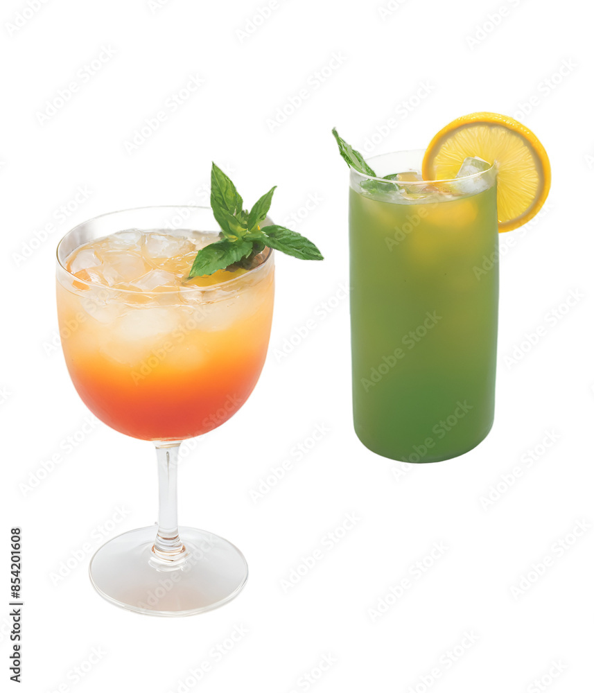 refreshing summer cocktails isolated on white refreshing summer cocktails isolated on white