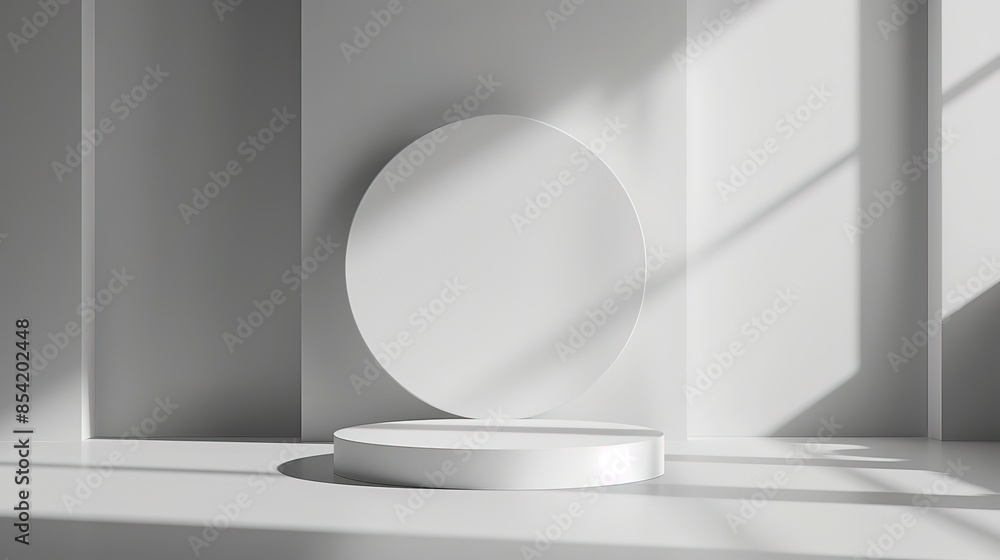A minimalist 3D podium on a sleek white background with subtle shadows and soft lighting, ideal for highlighting luxury products , Generative Ai A minimalist 3D podium on a sleek white background with subtle shadows and soft lighting, ideal for highlighting luxury products , Generative Ai