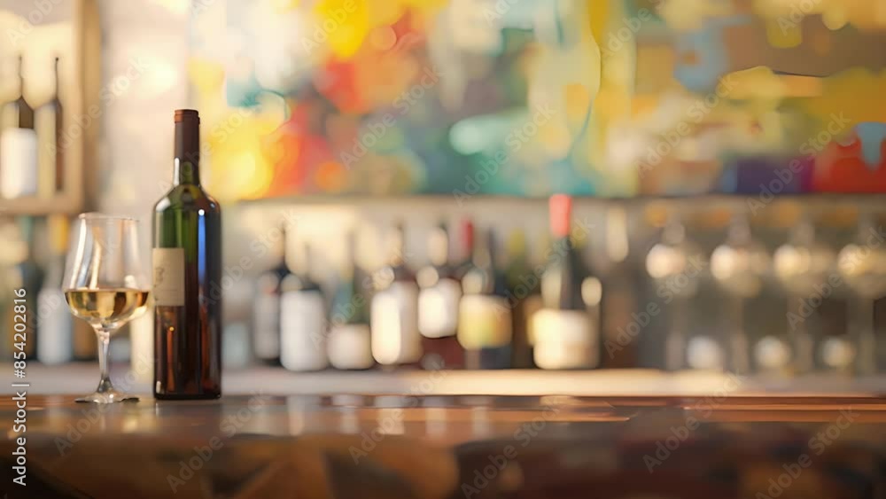 The wine bar fades into the blurred background of the painting studio. The wine bar fades into the blurred background of the painting studio.