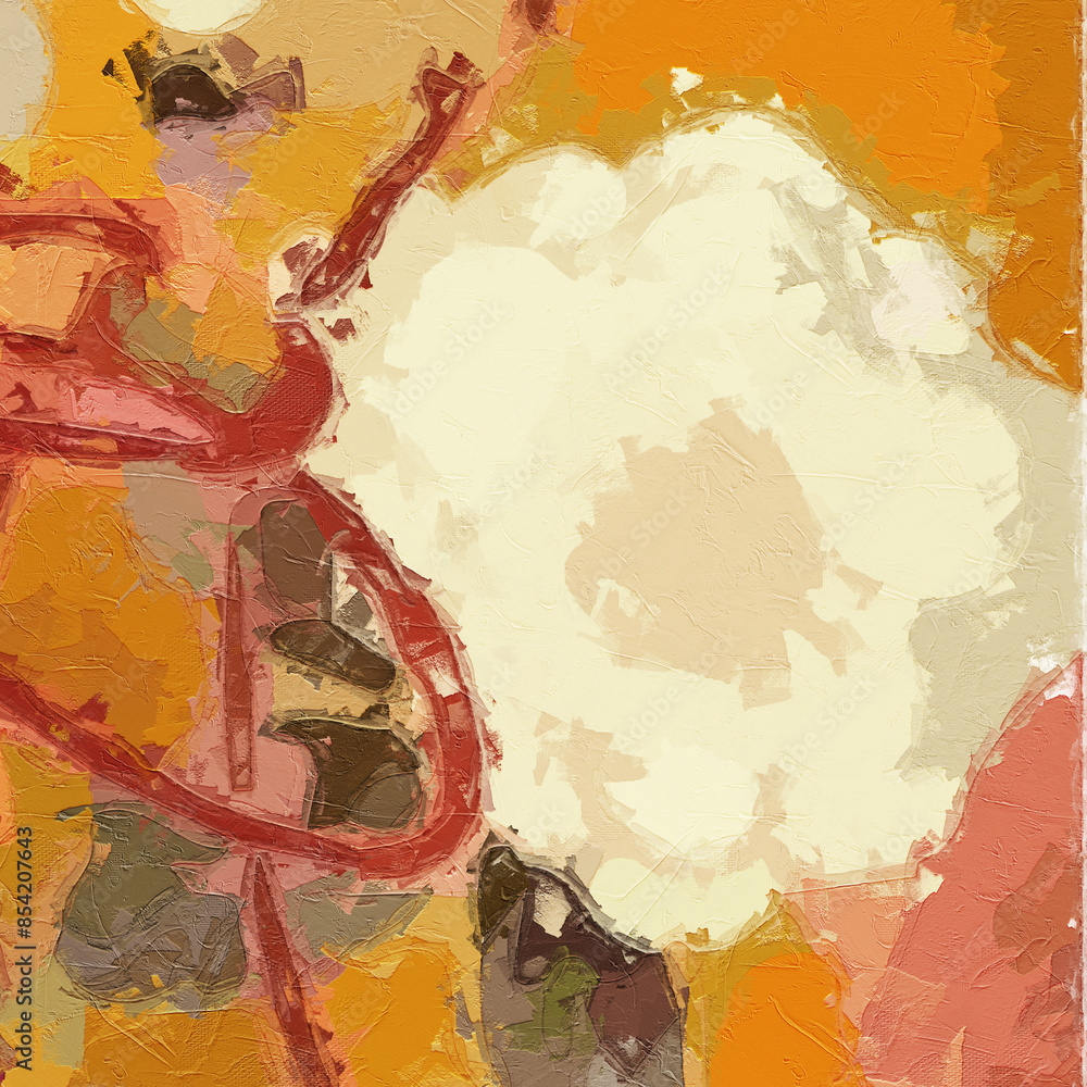 Naklejka premium Oil painting and various abstract landscapes of flowers, chrysanthemums, swallows, and beautiful chrysanthemums