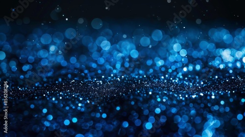 An abstract dark blue background with a glowing beam in the dark. Magic light.