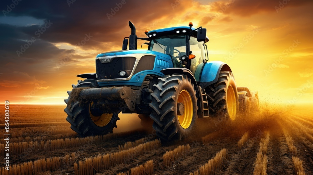 Fototapeta premium a yellow and black tractor