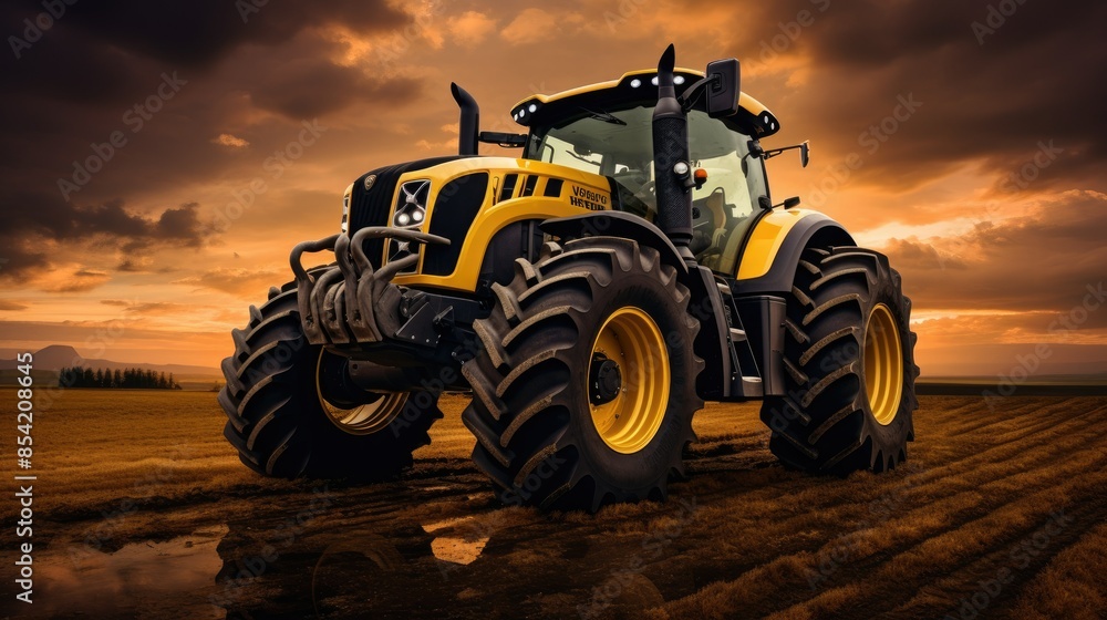 tractor at sunset tractor at sunset