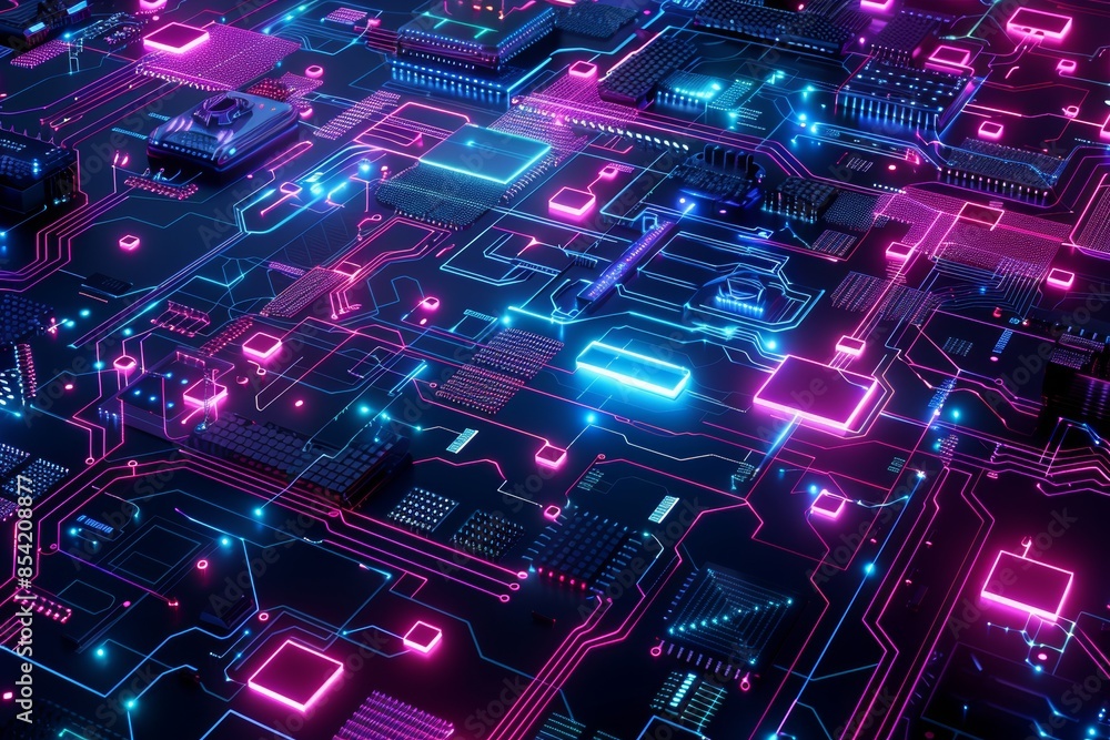 3D illustration with abstract technology background. AI generated. 3D illustration with abstract technology background. AI generated.