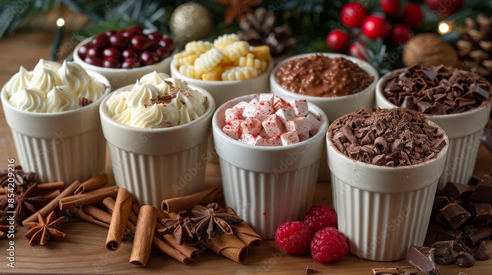 Set up a hot chocolate bar with a variety of toppings and mix-ins for a fun and festive treat for Set up a hot chocolate bar with a variety of toppings and mix-ins for a fun and festive treat for