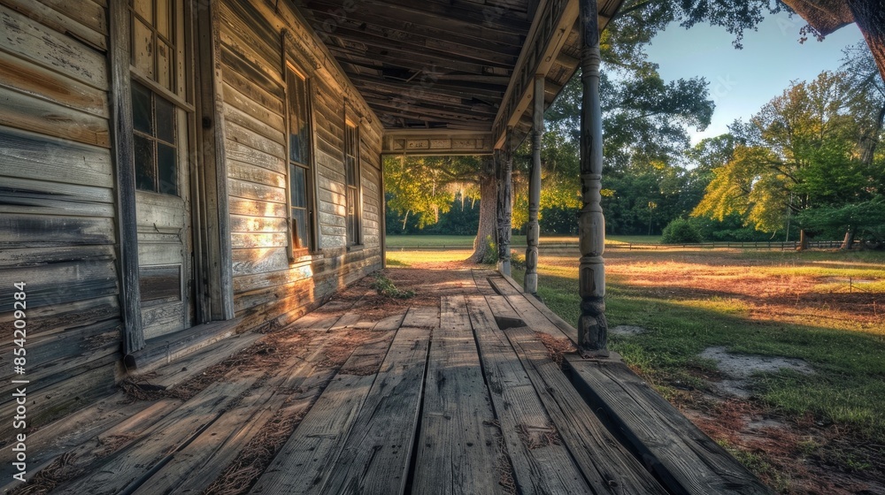 Ancient rural southern farmhouse with dirt covered wood floor Ancient rural southern farmhouse with dirt covered wood floor