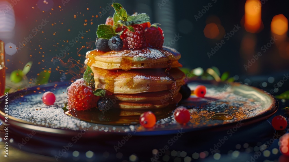 Raspberry, blueberry, and blackberry pancakes. Stock algorithms Raspberry, blueberry, and blackberry pancakes. Stock algorithms