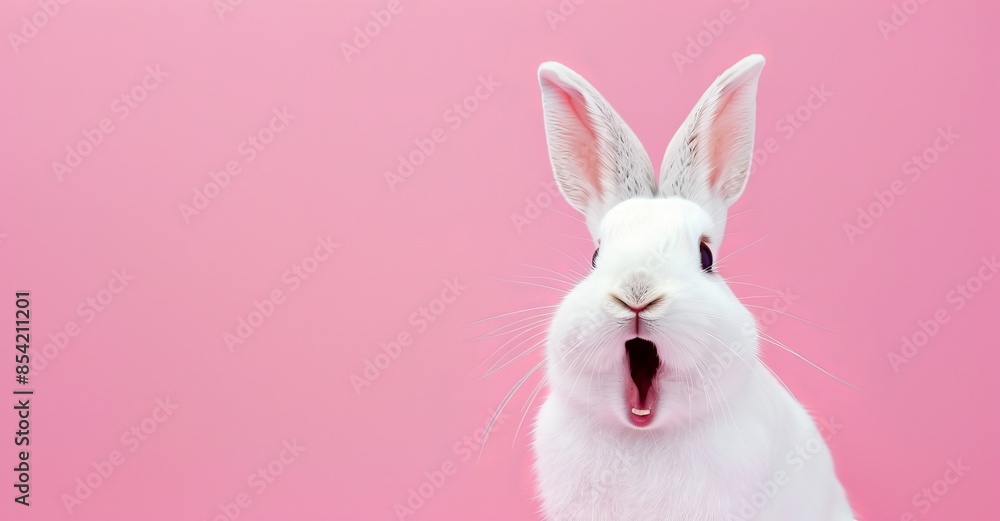 A shocked bunny on a pink background. AI generated. A shocked bunny on a pink background. AI generated.