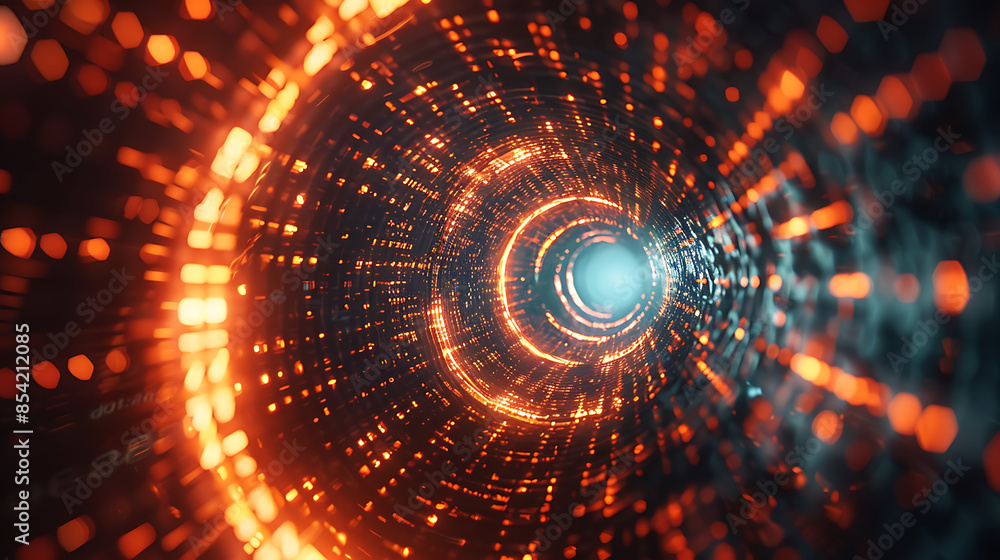 Obraz premium Digital binary code matrix background, 3D rendering, simple abstract design pattern concept, futuristic data center illustration