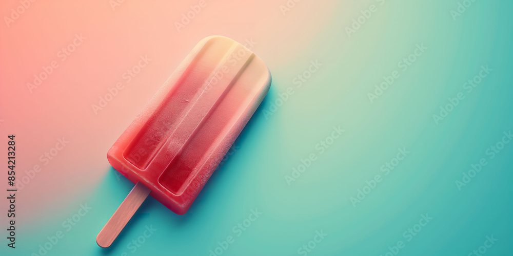 Refreshing Summer Popsicle on Colorful Background Refreshing Summer Popsicle on Colorful Background