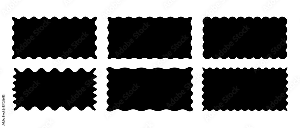 Set of rectangle shape frames with zigzag edge. Uneven zigzag rectangular shapes. Jagged rectangle. Isolated elements for design of text box, badge, banner Set of rectangle shape frames with zigzag edge. Uneven zigzag rectangular shapes. Jagged rectangle. Isolated elements for design of text box, badge, banner
