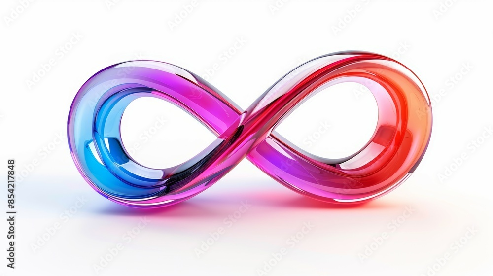 A colorful, abstract, and curved infinity symbol, infinity sign concept A colorful, abstract, and curved infinity symbol, infinity sign concept