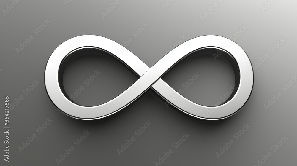The image is of a silver infinity symbol, infinity sign concept The image is of a silver infinity symbol, infinity sign concept