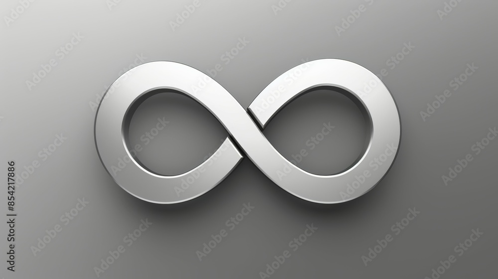 The image is a silver circle with a white line in the middle, infinity sign concept The image is a silver circle with a white line in the middle, infinity sign concept