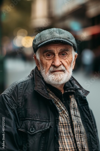 eldery man on a city street Generative AI © Evghenii