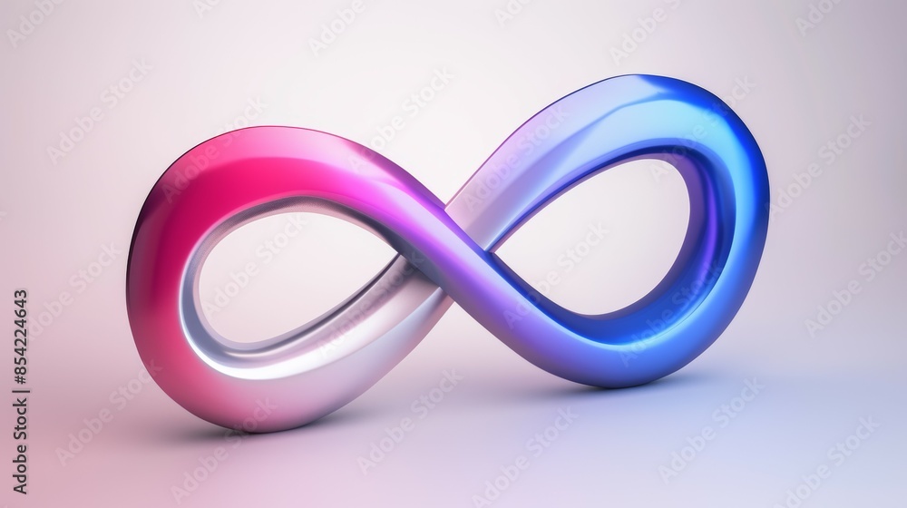 A blue and pink infinity symbol is shown in a photo, infinity sign concept A blue and pink infinity symbol is shown in a photo, infinity sign concept