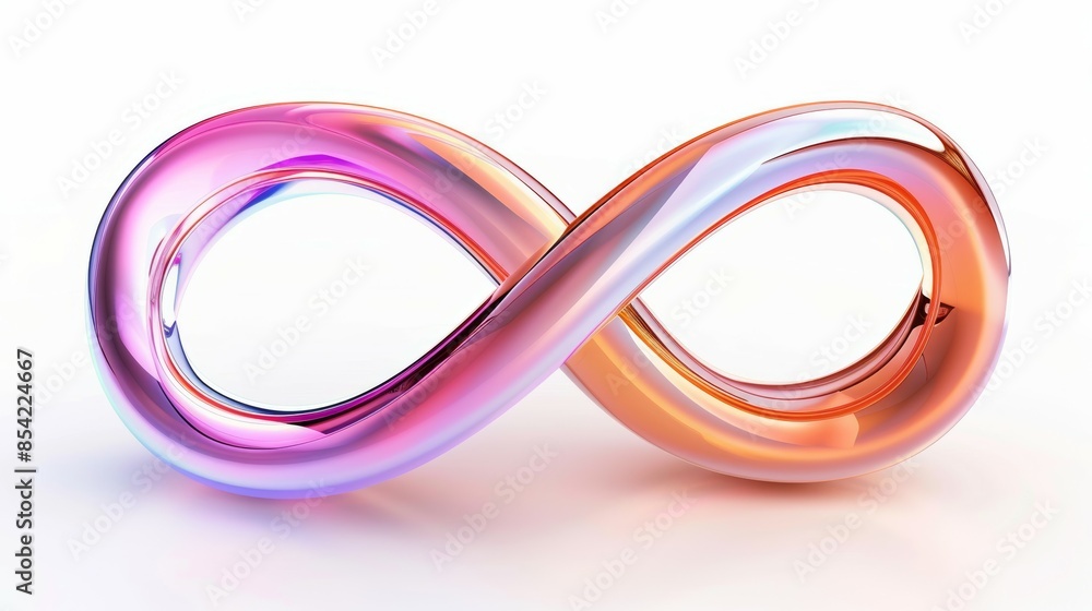 A pink and orange infinity symbol is shown in a photo, infinity sign concept A pink and orange infinity symbol is shown in a photo, infinity sign concept