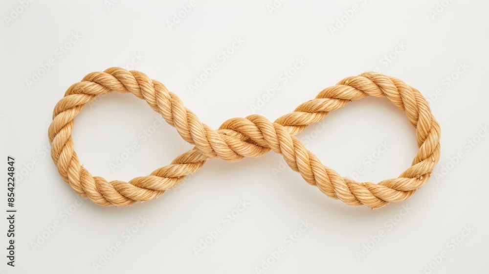 A rope is tied in a knot, infinity sign concept A rope is tied in a knot, infinity sign concept