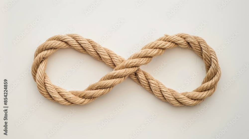 A rope is twisted into an infinity symbol, infinity sign concept A rope is twisted into an infinity symbol, infinity sign concept