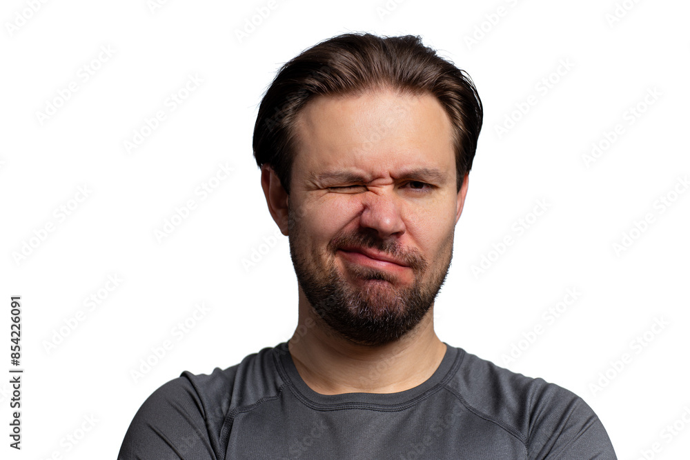 Young emotional pensive and doubt man portrait on white background Young emotional pensive and doubt man portrait on white background