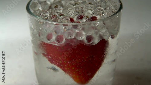 reveal of strawberry in glass