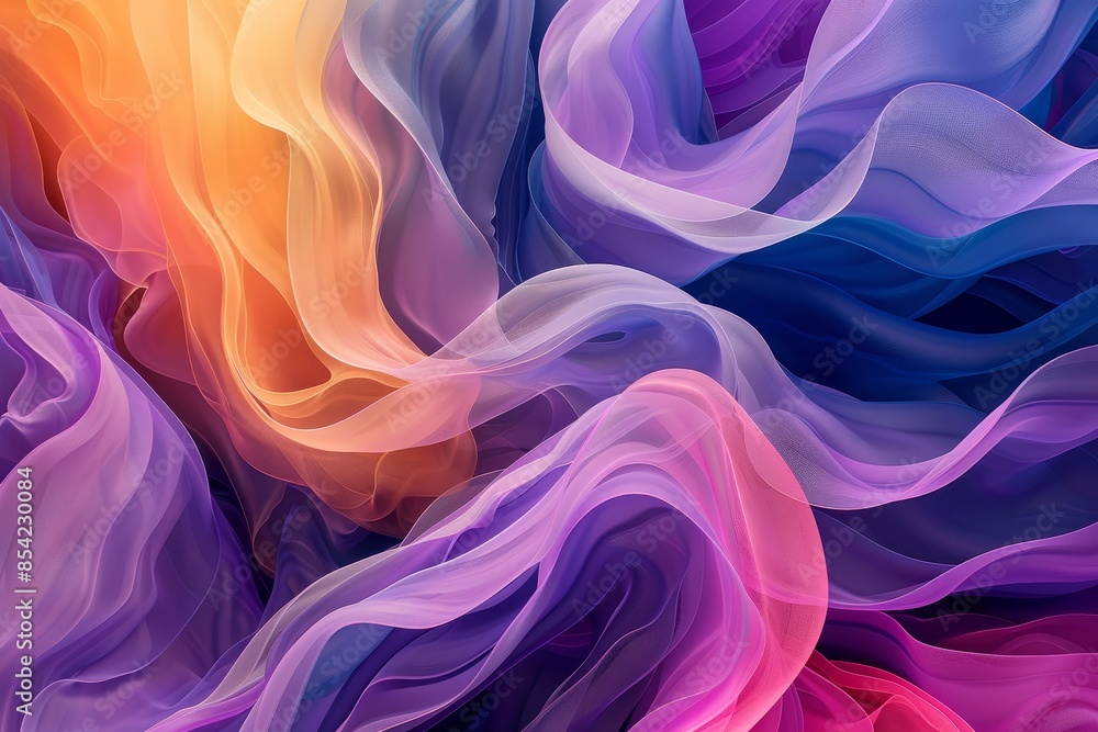Obraz premium Seamless Flow of Colorful Abstract Waves in a Harmonious Gradient Design