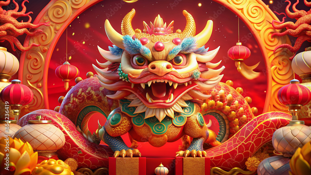multicolored illustration of chinese dragon symbol new year. multicolored illustration of chinese dragon symbol new year.
