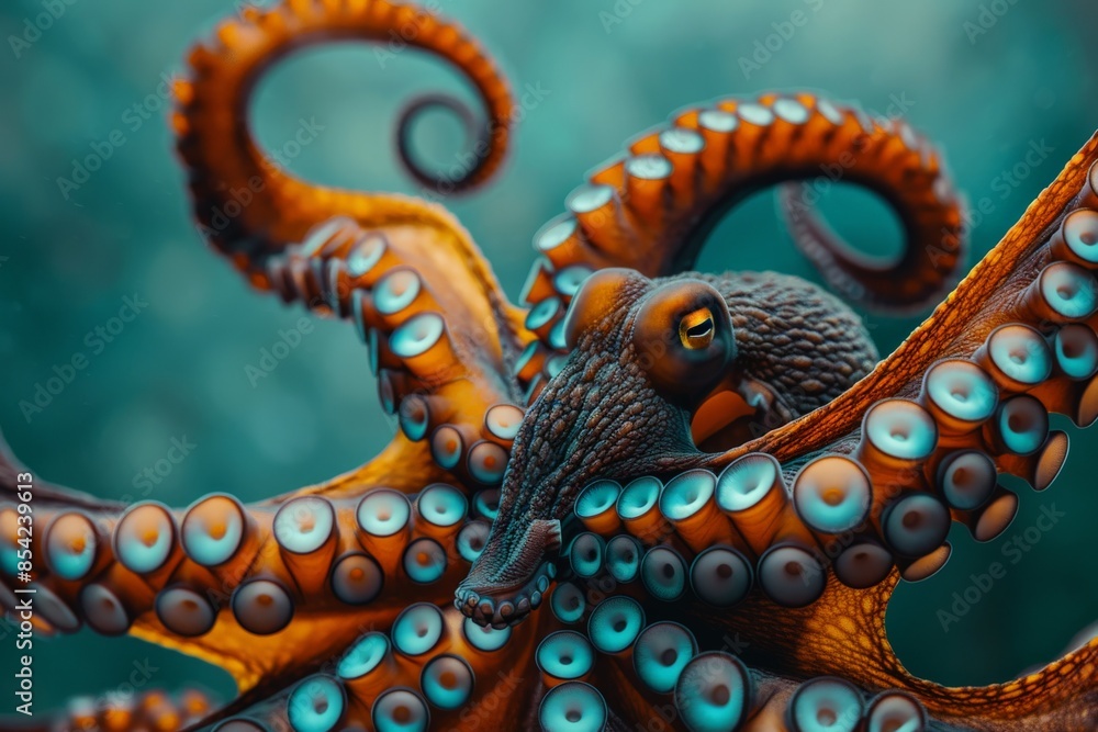 Obraz premium Giant pacific octopus showing its colorful mantle in the ocean