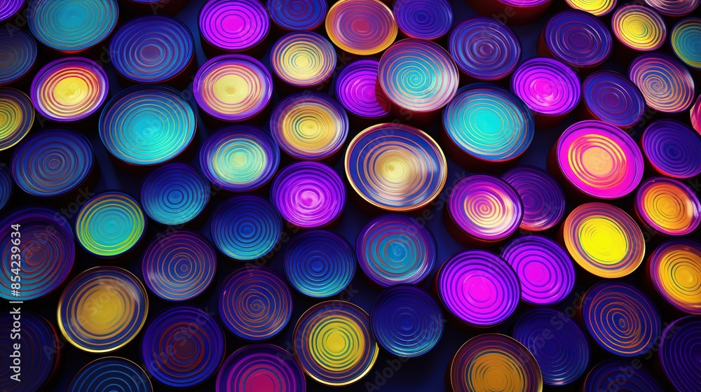 Neon background Kaleidoscope of circle bubbles, spectrum of color and light for celebratory themes and whimsical design projects on dark, flying bubbles Neon background Kaleidoscope of circle bubbles, spectrum of color and light for celebratory themes and whimsical design projects on dark, flying bubbles