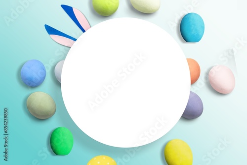 Easter decor with bunny ears and colored eggs