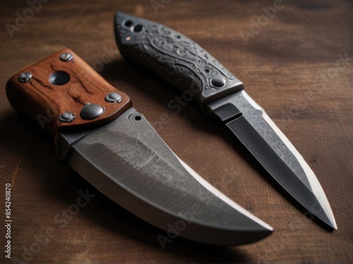 A rugged handcrafted knife featuring a stonewashed gray steel blade, showcasing traditional craftsmanship and durability.