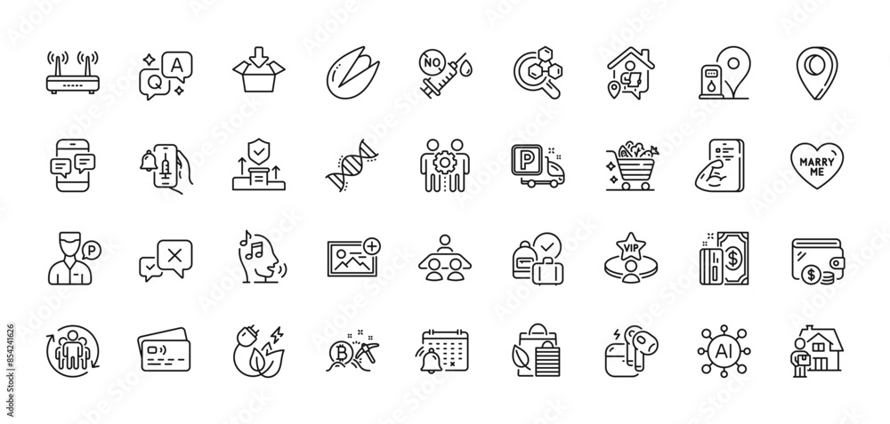 Pistachio nut, Reject and Chemistry lab line icons pack. AI, Question and Answer, Map pin icons. Employees teamwork, Security agency, Get box web icon. Card, Payment, Chemistry dna pictogram. Vector Pistachio nut, Reject and Chemistry lab line icons pack. AI, Question and Answer, Map pin icons. Employees teamwork, Security agency, Get box web icon. Card, Payment, Chemistry dna pictogram. Vector