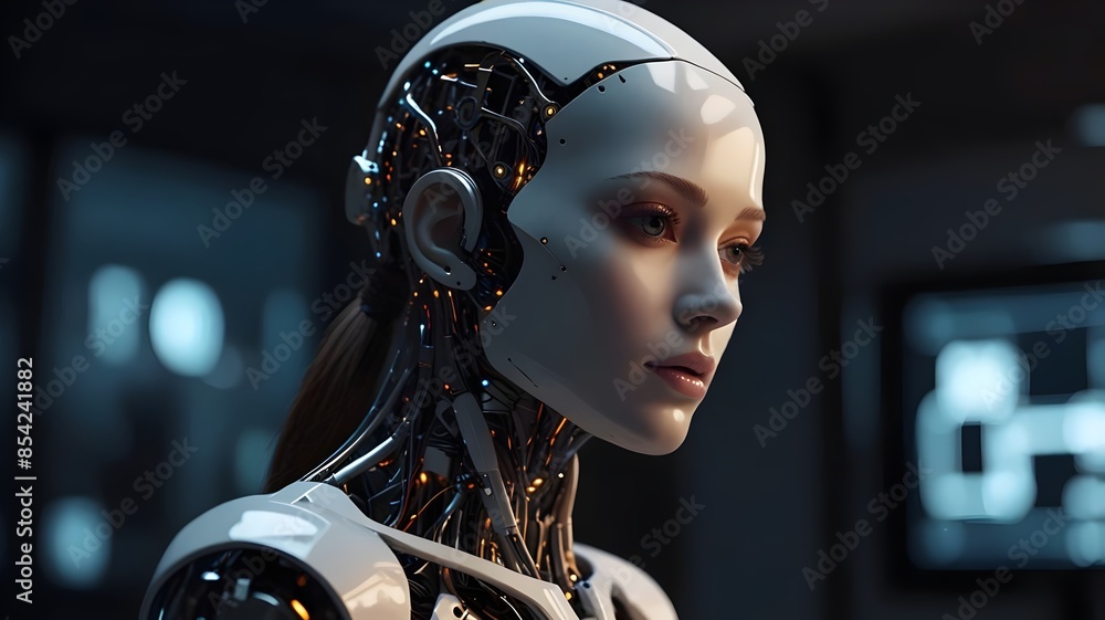 Fototapeta premium An advanced , attractive AI robot