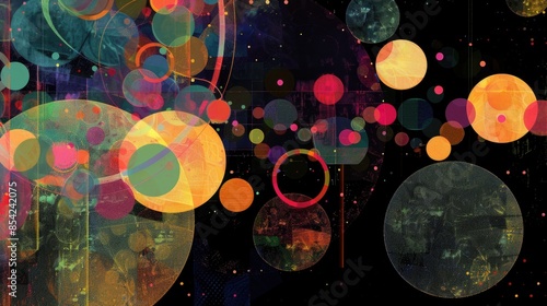 Color point 2d design creates a dynamic visual representation of planetary shapes