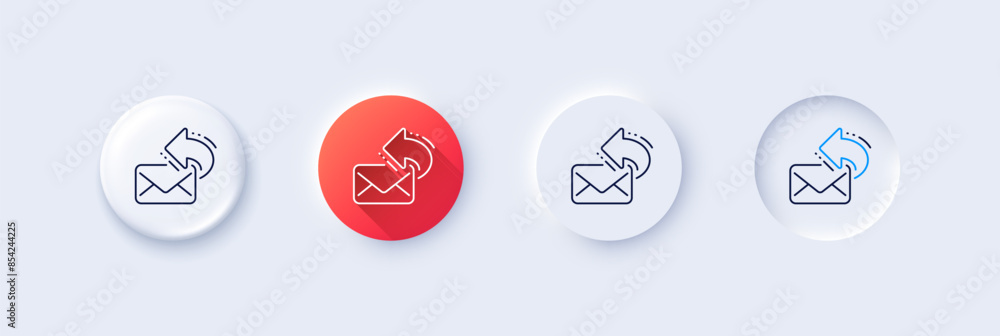 Share mail line icon. Neumorphic, Red gradient, 3d pin buttons. New newsletter sign. Phone E-mail symbol. Line icons. Neumorphic buttons with outline signs. Vector Share mail line icon. Neumorphic, Red gradient, 3d pin buttons. New newsletter sign. Phone E-mail symbol. Line icons. Neumorphic buttons with outline signs. Vector