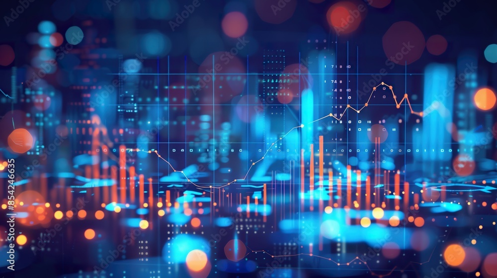 Obraz premium Financial Growth: Business Investment and Analytics with Digital Stock Market Charts