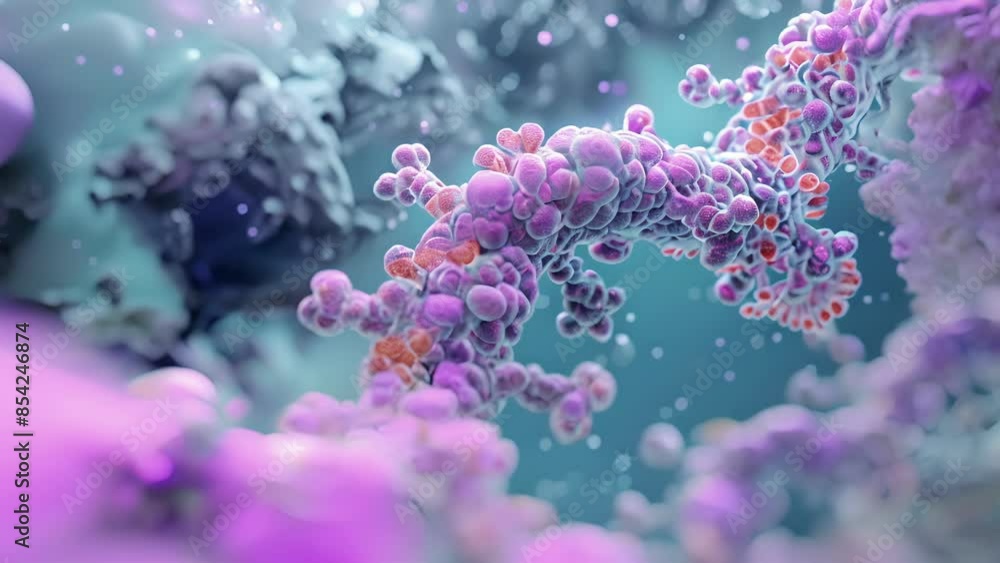 An electron microscope animation showing the intricate and precise structure of a gene with the exons and introns clearly distinguished. An electron microscope animation showing the intricate and precise structure of a gene with the exons and introns clearly distinguished.