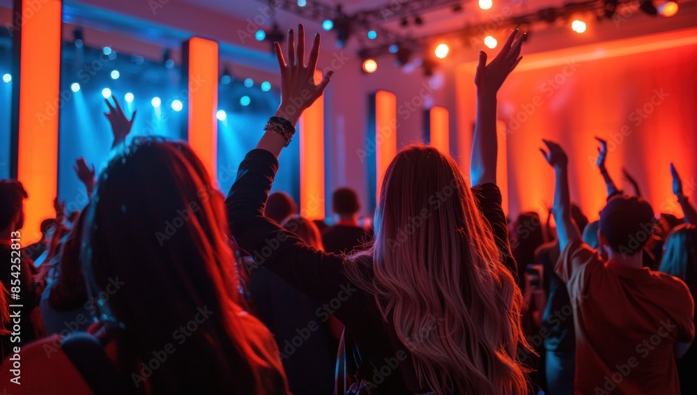 Capture the excitement of a product launch event, emphasizing anticipation and consumer interest. Capture the excitement of a product launch event, emphasizing anticipation and consumer interest.
