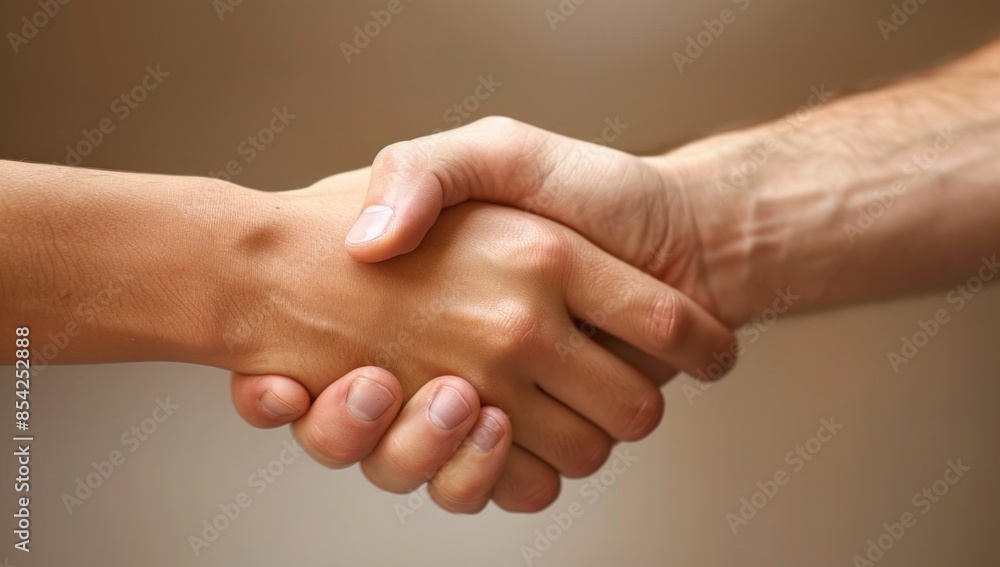 Frame a close-up shot of a hand firmly shaking another, signifying successful partnerships.